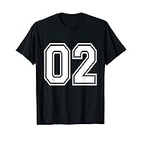 Number 02 Varsity Sports Team Jersey 2nd Birthday 2 Years T-Shirt