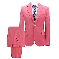 Men Flat Collar Solid Color 1 Button 2 Piece Dress Suits (Jacket+Pants)