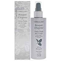 L’Erbolario Silver Bouquet Fluid Body Cream - Moisturizer for Dry Skin - Clary Sage and Heather Leaves - Skin Care with Vitamin C and E - 6.7 oz