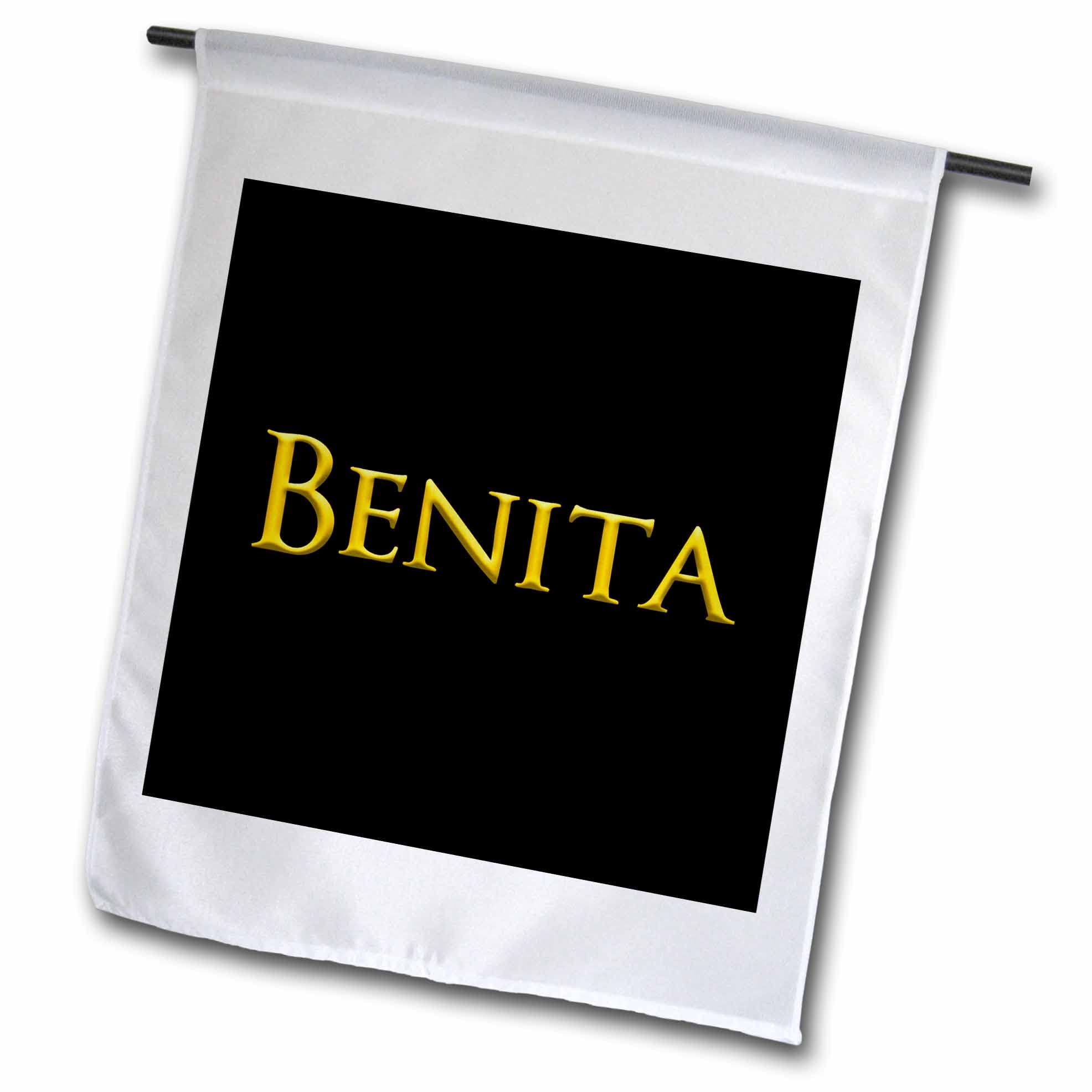 3dRose Benita popular girl baby name in the USA. Yellow on black charm - Flags (fl_354540_1)