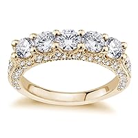 2.50 CT TW 5-Stone Diamond Encrusted Anniversary Wedding Ring in 14k Yellow Gold