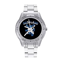 Lion Rampant Scotland Scottish Stainless Steel Band Business Watch Dress Wrist Unique Luxury Work Casual Waterproof Watches