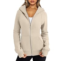 Trendy Queen Womens Zip Up Hoodies Fleece Jackets Sweatshirts Fall Outfits Sweaters With Pockets Winter Y2k Clothes