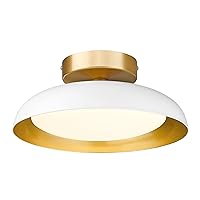 kudos Flush Mount Ceiling Light, 12-inch LED Ceiling Light Fixture, White and Gold Finish, 12W 1200lm Light Fixtures Ceiling Mount for Bedroom, Hallway, 3CCT Adjustable, KDCL01-WT