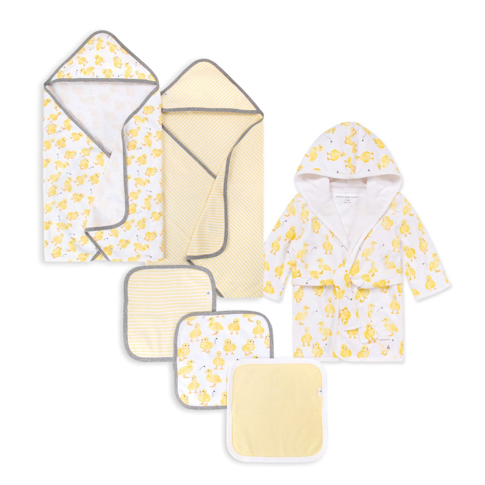 Burt's Bees Baby Bath Bundle- Hooded Towel, Washcloths & Robe Gift Set, 100% Organic Cotton