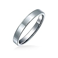 Bling Jewelry Unisex Personalized Plain Simple Thin Cigar Flat Couples Titanium Wedding Band Rings For Men Women Polished Black Silver Rose Gold Tone Comfort Fit 3MM