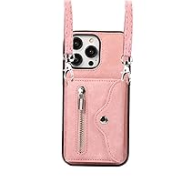 LOFIRY- Case for iPhone 15/15 Pro/15 Plus/15 Pro Max Ladies and Girls Crossbody Cover RFID Blocking Card Bag Case,Size : 15 Pro (15 Pro Max,Pink)