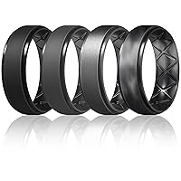 Egnaro Inner Arc Ergonomic Breathable Design, Silicone Rings Mens with Half Sizes, 7 Rings / 6 Rings / 5 Rings / 4 Rings / 1 Ring Rubber Wedding Bands, 8.5mm Wide-2mm Thick