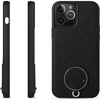 ONNAT-Anti-Fingerprint Case for iPhone 14 Pro Wireless Charging Function Protective Case with Adjustable Detachable Lanyard (Black)