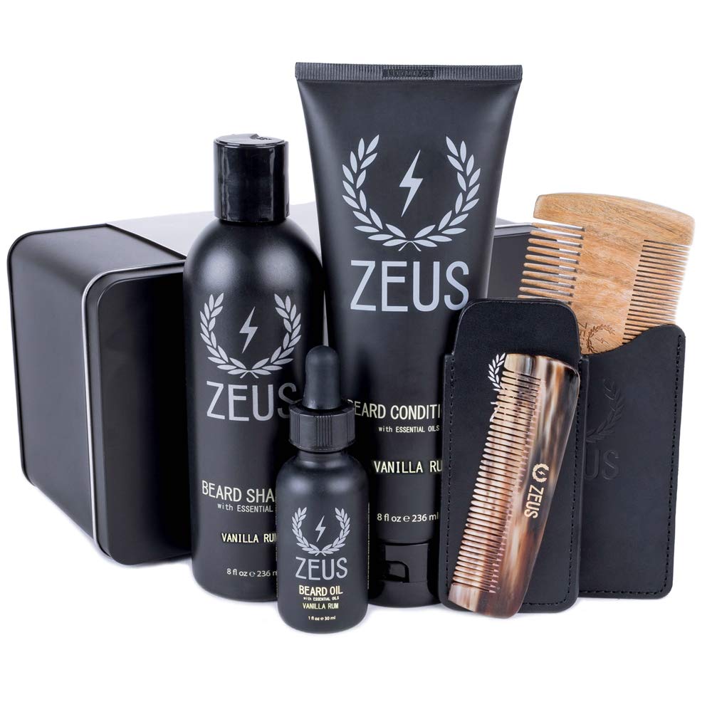 Zeus Executive Beard Care Kit - Grooming Tools & Beard Care Set for Men! (Scent: Vanilla Rum)