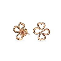 Amulet Talisman Inspirational Intertwine Symbol Heart Infinity Clover For Love Luck Unity CZ Flower Stud Earrings For Women Teens Girlfriend Rose 14K Gold Plated .925 Sterling Silver