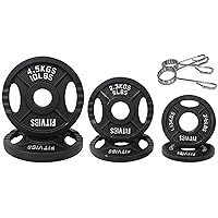 Olympic 2-Inch Cast Iron Plate Weight Plate for Strength Training and Weightlifting, Optional 7FT Olympic Barbell Set, Multiple Sizes