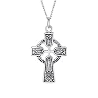Religious Ancient Unisex Celtic Knot Irish Templar Knight Cross Small Stud Earrings For Women Men Teens Oxidized .925 Sterling Silver