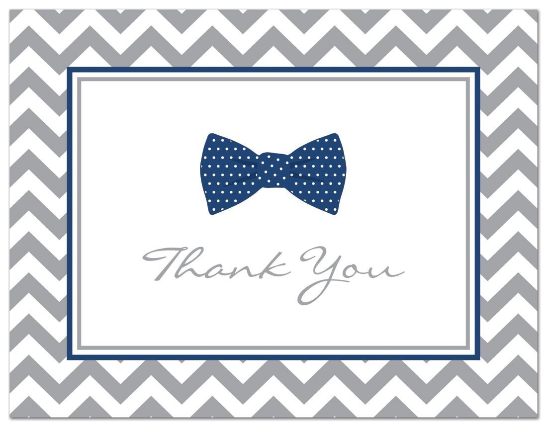 50 Cnt Little Man Bow Tie Baby Shower Thank You Cards (Navy)