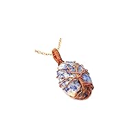 Sodalite Gemstone Necklace, Tree of Life Necklace, Copper Wire Wrapped Jewelry, Gift For Her, DR-1000