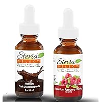 Stevia Drops Raspberry & Dark Chocolate Stevia Select Keto Coffee Sugar-Free Flavors Bundle Pack (2) Stevia Flavor 2 Oz.