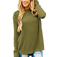 MEROKEETY Women's 2024 Fall Long Sleeve Oversized Crew Neck Solid Color Knit Pullover Sweater Tops