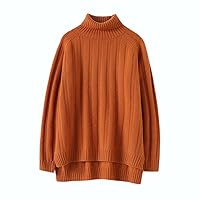 Winter Thick Fashion Long Sleeve Warm Pullovers Female Knitted Soft Knitwear 100% Cashmere Turtleneck Sweater Woman