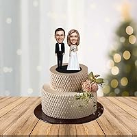 3D Bride and Groom Wedding Couple Personalized Miniature Cake Topper(3 Inches, Standing Position Without Accessories)