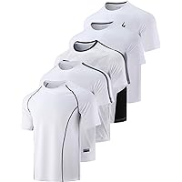 Pack of 5 Men's Active Quick Dry Crew Neck T Shirts Athletic Running Gym Workout Short Sleeve Tee Tops Bulk