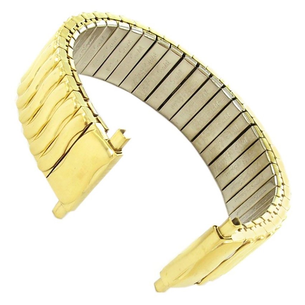16-20mm Speidel Stainless Shiny Gold Tone Wave Mens Expansion Watch Band 1512/37
