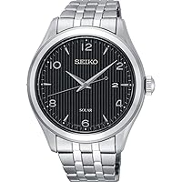 Seiko Mens Analogue Solar Powered Watch with Stainless Steel Strap SNE489P1