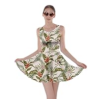 CowCow Womens Summer V-Neck Sun Dress Hawaii Beach Tropical Flowers Casual Party Skater Dress,XS-5XL
