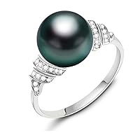 GOWE Saltwater Pearl Ring 11-12mm 9k Gold Black Pearl Ring Tahitian Pearl Wedding Ring