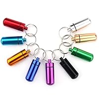 9pcs Portable Travel Pill Case,Waterproof Aluminum Pill Holders Storage Drug Container,Mini Aluminum Keychain Pill Fob Holder for Outdoor Using,Hiking,Camping,etc, keychain pill holder mini Pill