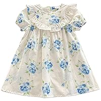 Fresh Flower Ruffle Girls Dress Spring Short Sleeved Children's Skirt Sweet Doll Dress Sunshine Fashion