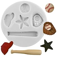 Baseball Silicone Molds Baseball Bat Glove Hat Fondant Mold For Cake Decoration Cupcake Topper Candy Chocolate Gum Paste Polymer Clay Set Of 1