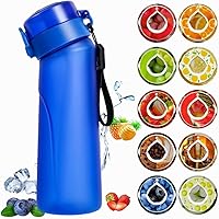2.0 Mskacbfh Air Water Bottle With 1 Flavour pods, 650ml Starter Set BPA Free Drinking Bottles, Flavour pods Scented 0 Sugar And Water Cup for Gift (Matte Blue+1 Random Pod)