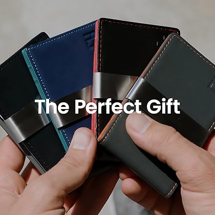 F&H Minimalist Men's Wallet RFID Blocking Wallet, Slim Leather Wallet Money Metal Clip Holds 8 Cards, Back and Front Pocket Wallets