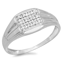 Dazzlingrock Collection 0.12 Carat (ctw) Round White Diamond Men's Wedding Anniversary Band, Sterling Silver