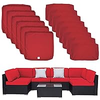 ClawsCover 14Pack Outdoor Patio Seat and Back Cushions Replacement Covers Fit for 7Pieces 6-Seater Wicker Rattan Sectional Couch Chair Furniture Set,Red-Include Cover Only (Large)