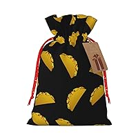 Augenstern Christmas Burlap Gift Bag With Drawstring Taco-Mexico Reusable Gift Wrapping Bag Xmas Holiday Party Favors Bag Medium