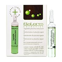 Salerm Cosmetics Vegetable Placenta Restructurer, Strengthens Hair, Prevents Thinning & Hair Loss, Contains Keratin (w/ Sleek Teasing Comb) (4 Phials of 0.44 oz (PACK OF 6))