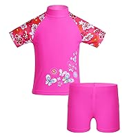 iiniim Kids Girls Two Piece Rash Guard Swimsuit Shirt Top with Boyshort UPF 50+ Sun Protective Swimwear