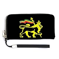 Rasta-Lion Of Judah Retro Women’s PU Leather Wallet with Card Holders Money Organizer Zipper Purse Wristlet Handbag