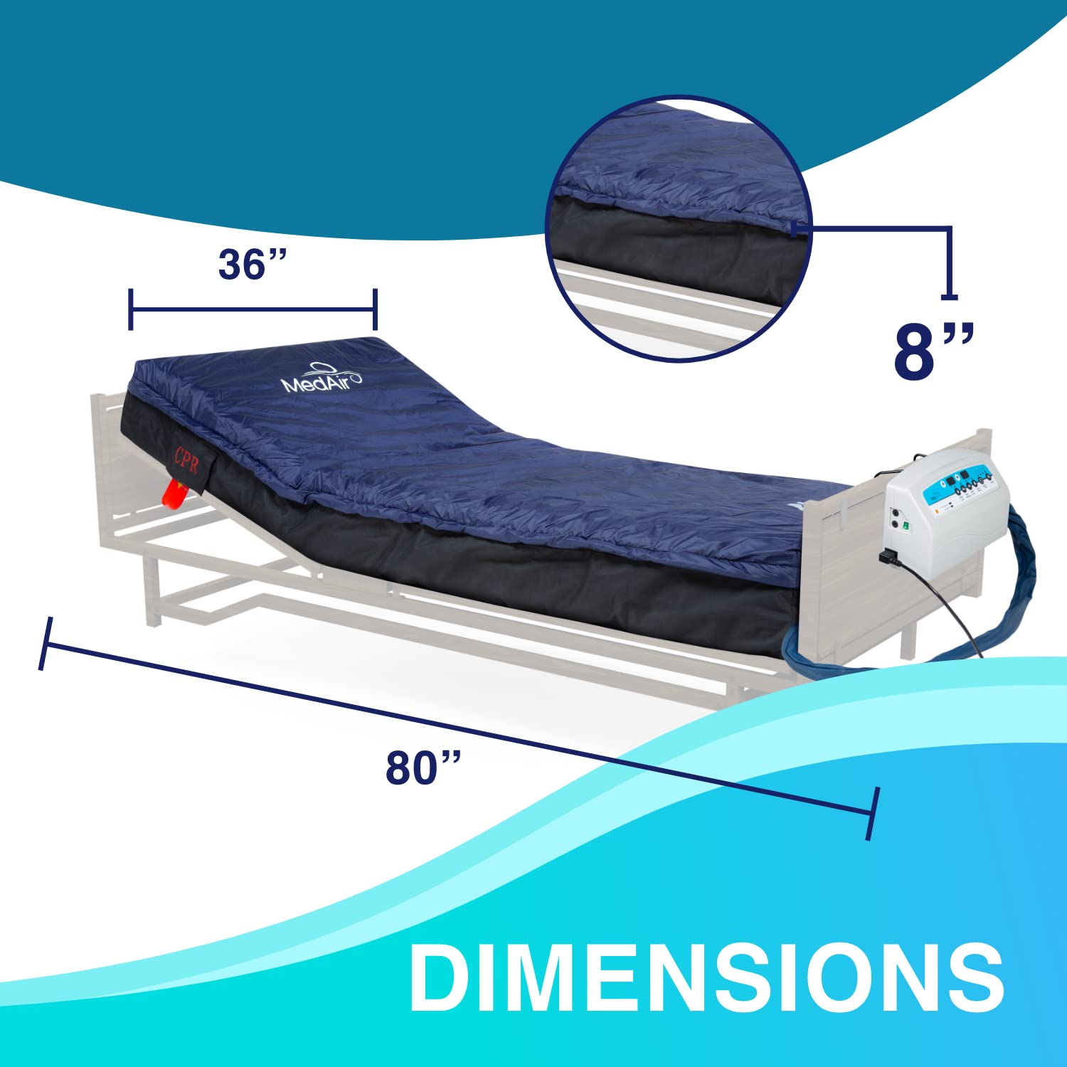 Medical MedAir Low Air Loss Mattress Replacement System with Alarm, 8