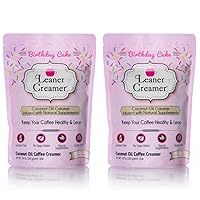 Leaner Creamer Non-Dairy Sugar Free Coffee Creamer Powder. Perfect Coconut Oil Non-Dairy Powder To Naturally Cream and Sweeten Coffee, Smoothies, Protein Shakes & More! Ideal Flavoring For All Diets ( 9.87 oz) (BIRTHDAY CAKE, 9.87 oz (Pack of 2))