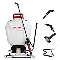 Chapin 61800 4-Gallon Made in USA Professional Backpack Sprayer with Brass Adjustable and Poly Fan/Cone Nozzles, Cushion Grip Shut-Off, 3-Stage Filtration System, Translucent White