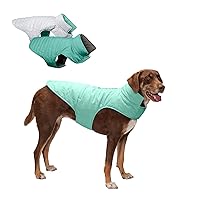 Furhaven Water-Repellent & Reversible Large Dog Coat, Washable & Reflective w/ Leash Access, Pocket, & Carry-On Purse - Puffer Dog Jacket - Mint, Large