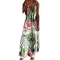 COTECRAM Summer Dresses for Women 2023 Beach Vacation Boho Spaghetti Strap Casual Maxi Dress Plus Size Hawaiian Sundresses