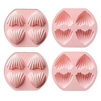 4Pcs Silicone Candy Molds Set Heart Shape Baking Molds 4 Cavity Silicone Cake Molds Madeleine Molds Heart Shaped Cupcakes Mold Valentine's Day Cake Mold