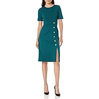 Maggy London Women's Jewel Neck Midi with Button Detail
