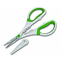 Zyliss Herb Shears Scissors - Trimming Weeds and Flower Buds, White/Green, 8.5 x 4.2 x 0.4 inches