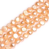 GEM-Inside 9-10MM Freeform Orange Freshwater Cultured Pearl Beads Strand 15 Jewelry Making Beads