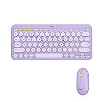 Logitech K380 + M350 Wireless Keyboard and Mouse Combo - Slim Portable Design, Quiet Clicks, Long Battery Life, Bluetooth, Easy-Switch, Windows, Mac, iPadOS, Chrome OS Compatible - Lavender Lemonade