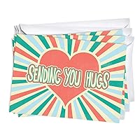 Heart Hugs Thinking of You Greeting Cards | 3 Pack Set + 3 Envelopes (5x7)